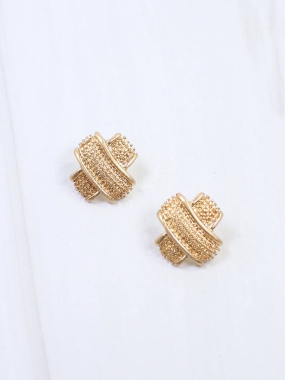 Caroline Hill Worn Gold Bernadette Textured Stud Earring